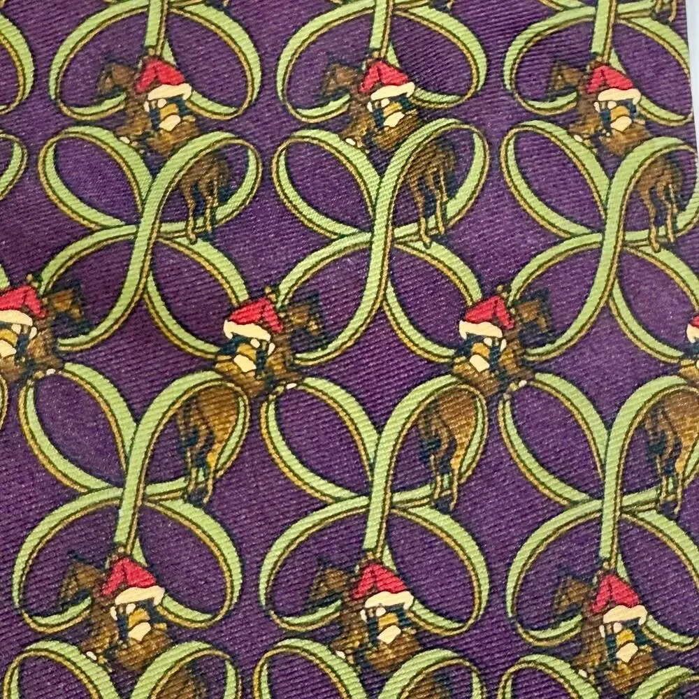 VTG Brooks Brothers‎ Makers Purple Silk Hunting Horns Fox Hunt Jacquard Tie USA